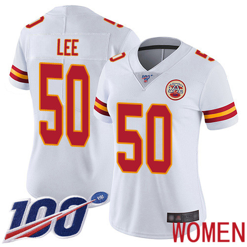 Women Kansas City Chiefs 50 Lee Darron White Vapor Untouchable Limited Player 100th Season Nike NFL Jersey